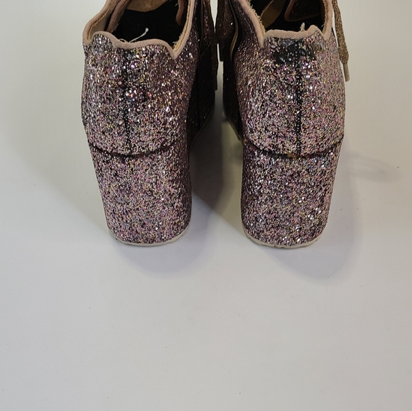 Bamboo rose gold glitter wedge lace sneakers gold and black stripe size 10 - Picture 4 of 6